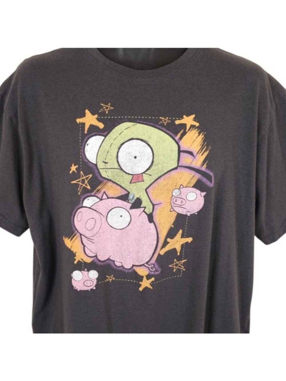 Invader Zim T Shirt Mens Size XL Gray GIR Riding A Pig Nickelodeon Cartoon